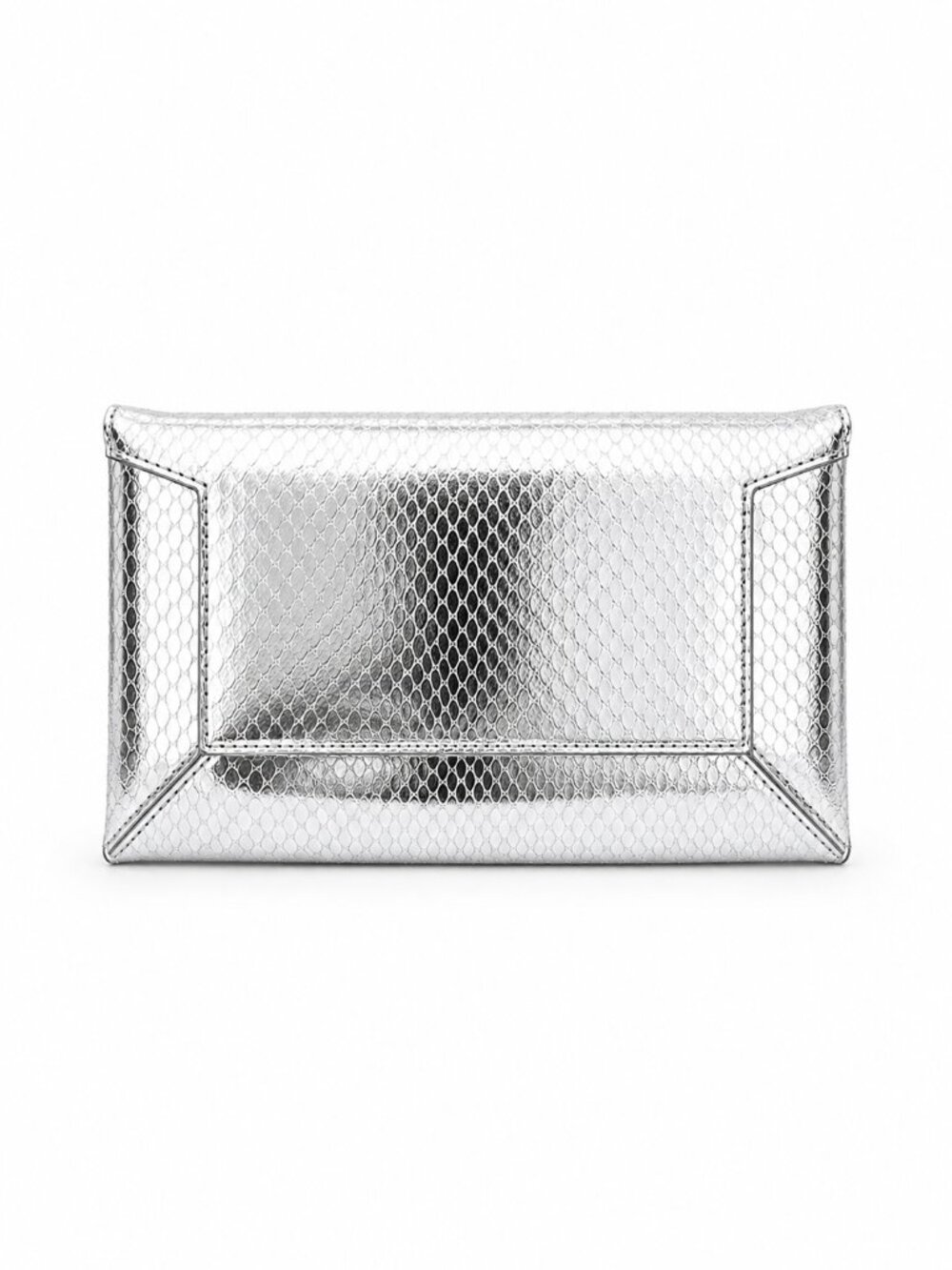 Stuart Weitzman Danika In Cerulean Metallic Silver Snake clutch $425 - Picture 4 of 4
